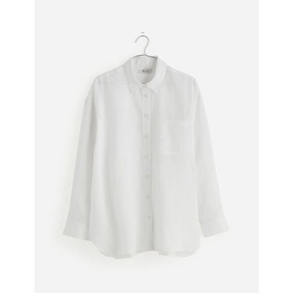 Madewell Womens Semi-Sheer Ramie The Oversized Shirt NQ505 Eyelet White Sz M NWT - Picture 5 of 5